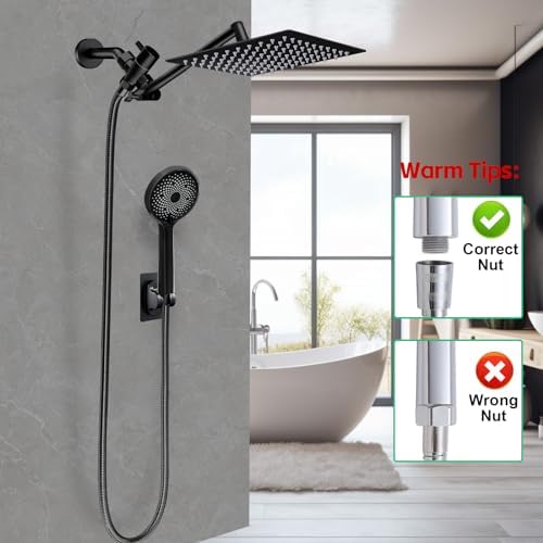 Shower Head,10" High Pressure Rainfall Shower Head with Handheld Dual Spray
