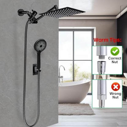 Shower Head,10" High Pressure Rainfall Shower Head with Handheld Dual Spray