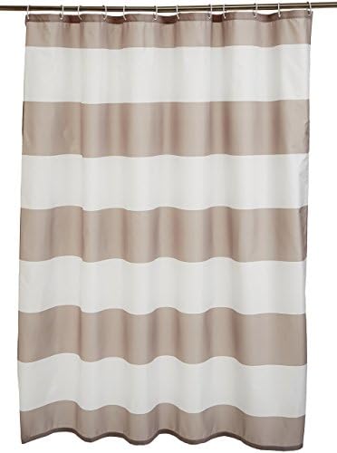 Amazon Basics Bathroom Shower Curtain, Water Resistant Fabric with Rust Proof Grommets & Hooks, Weighted Hem, Machine Washable, 72"x72", Light Brown, Beige