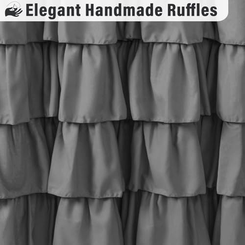 Seasonwood Grey Ruffle Shower Curtain Farmhouse Shower Curtain 72 X 78