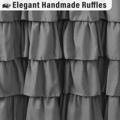 Seasonwood Grey Ruffle Shower Curtain Farmhouse Shower Curtain 72 X 84
