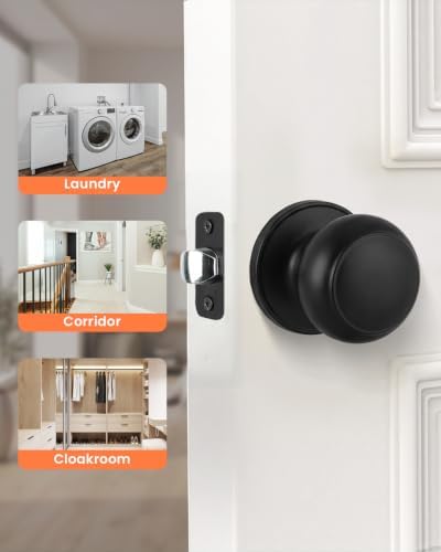Haidms 1 Pack Matte Black Passage Door Knobs, Black Closet Door Knobs,Passage Doorknobs Interior for Closet or Hall, Hallways