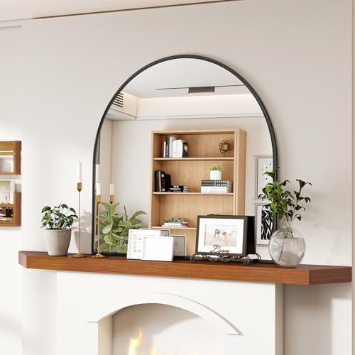 VooBang Wide Arched Wall Mirror, 31 x 32 inch Arch Bathroom Mirror Black