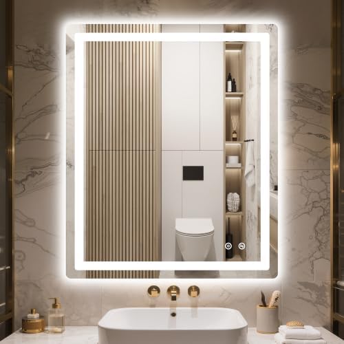 Delma 36x30 LED Bathroom Vanity Mirror with Lights, Anti-Fog, Dimmable