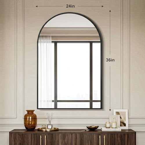 AMOISE Arched Bathroom Mirror for wall, 2Pack 36"x24" Vanity Mirror, Black