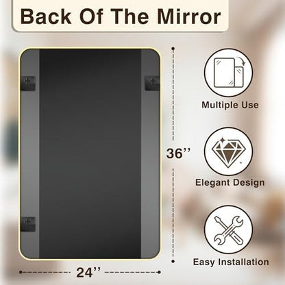 Vanity Gold Bathroom Mirror for Over Sink, 2 Pack 36”x24”