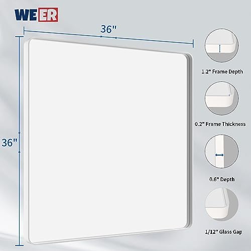 WEER White Bathroom Vanity Mirror 36x36 Inch