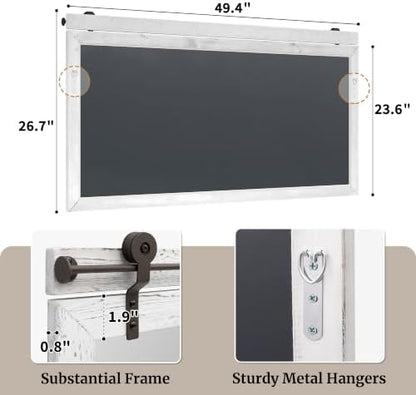 27"x49" Whitewashed Coastal Barn Door Wall Mirror with Wood Header