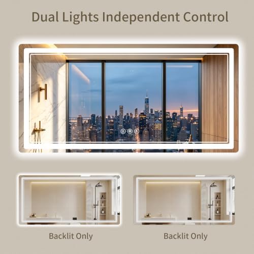 30"x71" LED Bathroom Mirror with Lights, Backlit + Front Lit, Anti-Fog, Lighted Bathroom Mirror for Wall, HD Shatterproof Tempered Glass, Dimmable, Memory Function (Horizontal/Vertical)