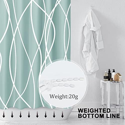 Striped Shower Curtain for Bathroom, Light Green, 72" W x 72" L