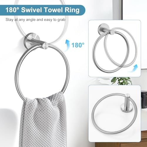 TQKAG Brushed Nickel Bathroom Hardware Set, 6-Piece Towel Bar Set 23.6 Inch