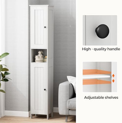 Homleke Tall Bathroom Storage Cabinet with 2 Doors, Slim Bathroom Cabinet