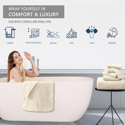 Extra Large Bath Towel Set of 4 (35"x70"),Oversized Bath Sheet Super Soft Highly Absorbent Jumbo Bathroom Towel Set Microfibers Quick Dry Shower Towel for Hotel,Bathroom,Guest,Spa,Gym (Beige)