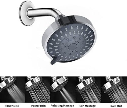 AISOSO High Pressure Rain Shower Head 5 Modes Showerhead 4.1 Inch Chrome