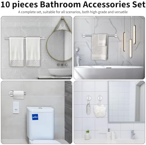 Newfun 10-Pieces Brushed Nickel Bathroom Hardware Set 24 Inch
