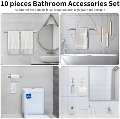 Newfun 10-Pieces Brushed Nickel Bathroom Hardware Set 24 Inch