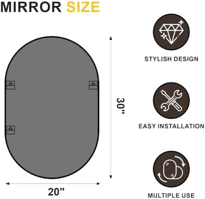Black Oval Bathroom Mirror for Over Sink, 2 Pack 20"x30" Wall Mirror