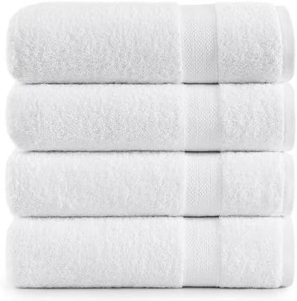 LANE LINEN Large Bath Towel Set Absorbent Quick Dry 100% Cotton - White