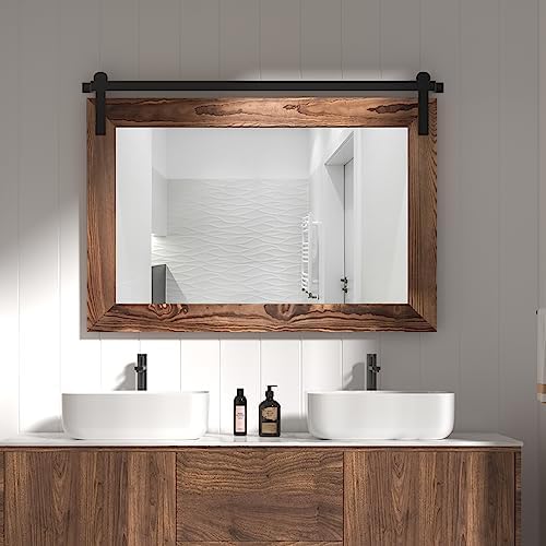COGOOD Farmhouse Bathroom Mirrors for Over Sink - 30 x 41 Brown