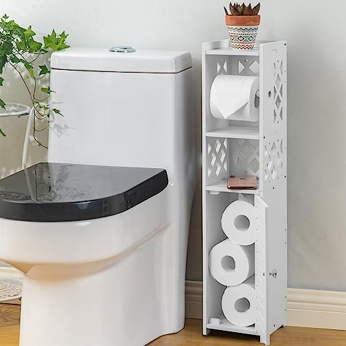 H HUIYKALY Toilet Paper Holder Small: No Drill Bathroom Storage for Renters