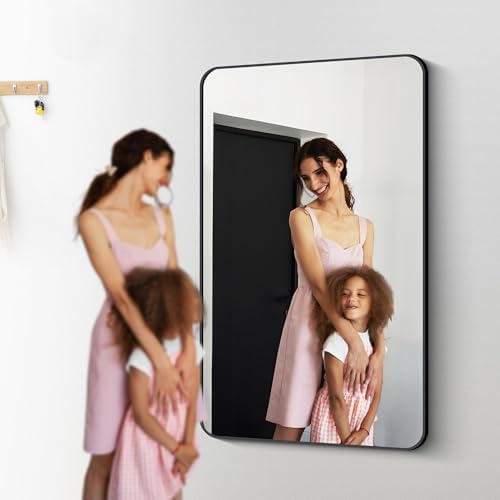 DESBING 60" x 36"Bathroom Mirror, Matte Black Wall Mirror with Metal Frame, Decorative Rectangular Vanity Mirror for Bedroom Bathroom Living Room Entryway (Horizontal/Vertical)