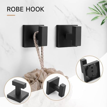 TQKAG 5-Piece Towel Bar Set, 23.6 Inch Bathroom Hardware Set, Matte Black
