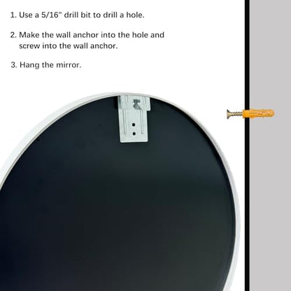 Sunniry Circle Mirror 26 inch, White Round Mirror, Matte White Metal Frame