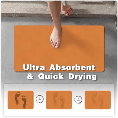 TYUU Thin Bath Mat, Small Bathroom Rugs Non Slip Washable, 20x30 Orange