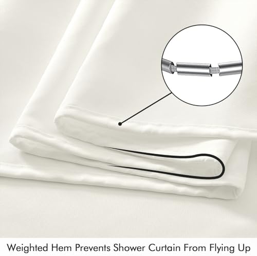 ANRODUO White Extra Long Linen Fabric Shower Curtain Set - W72xL96
