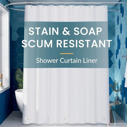 Titanker White Shower Curtain Liner 72 x 84 Extra Long Shower Liner Plastic Washable Shower Curtain Liner PEVA Shower Curtains for Bathroom with Magnets and Rustproof Metal Grommet Holes