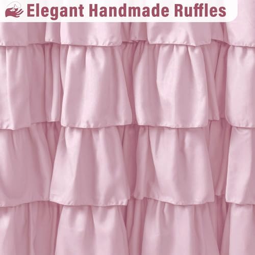 Seasonwood Pink Ruffle Shower Curtain Farmhouse Shower Curtain 72 X 84