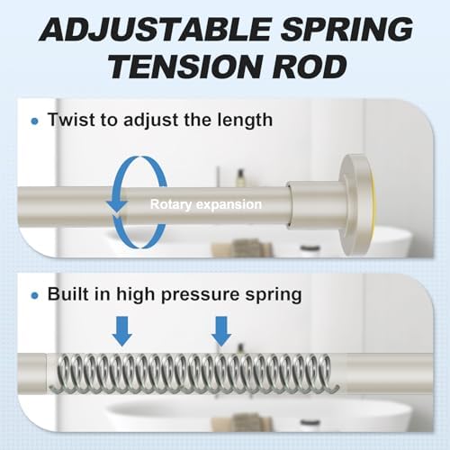 CorkLatta Brushed Nickel Shower Curtain Rod 31 to 92 Inch,1 Inch Diameter Adjustable Spring Tension Stainless Steel Telescoping Rod,Easy Install,No Rust