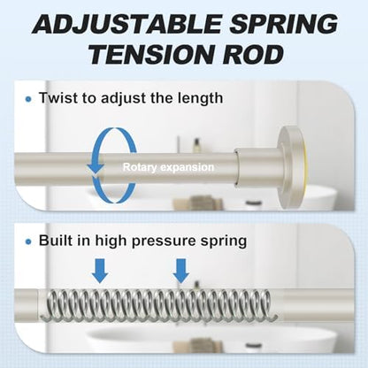 CorkLatta Brushed Nickel Shower Curtain Rod 31 to 92 Inch,1 Inch Diameter Adjustable Spring Tension Stainless Steel Telescoping Rod,Easy Install,No Rust