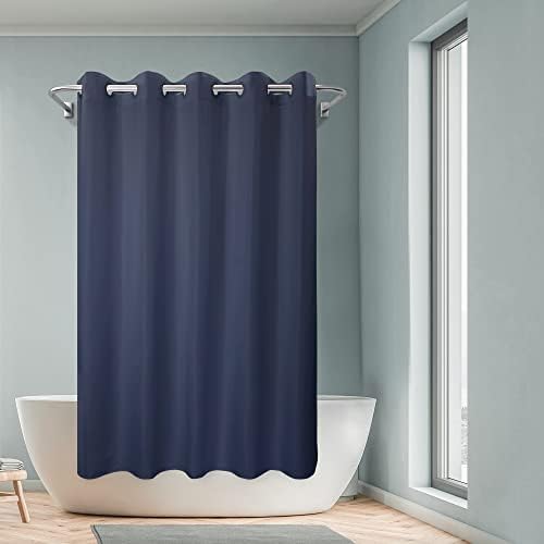 River Dream No Hook Hotel Cloth Shower Curtain Navy Blue, Standard Size