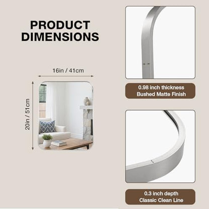16"x20" Bathroom Mirror for Over Sink, Brushed Nickel Vanity Mirror