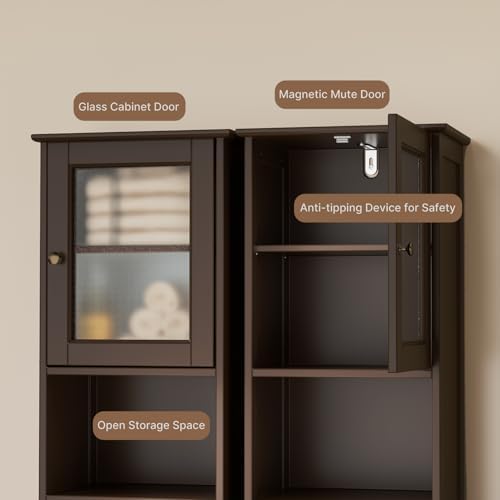 Gizoon Tall Bathroom Storage Cabinet with Adjustable Shelves