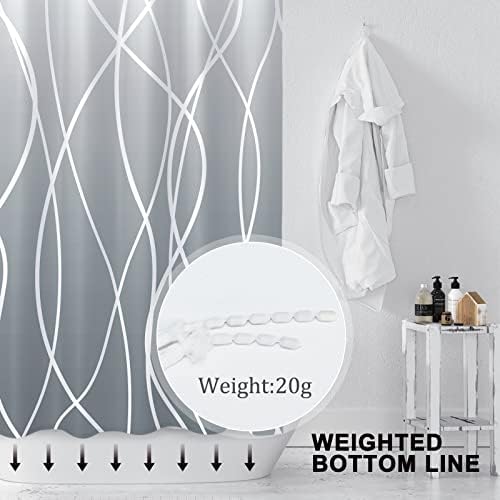 Striped Shower Curtain for Bathroom, Ombre Grey, 72" W x 72" L