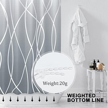 Striped Shower Curtain for Bathroom, Ombre Grey, 72" W x 72" L
