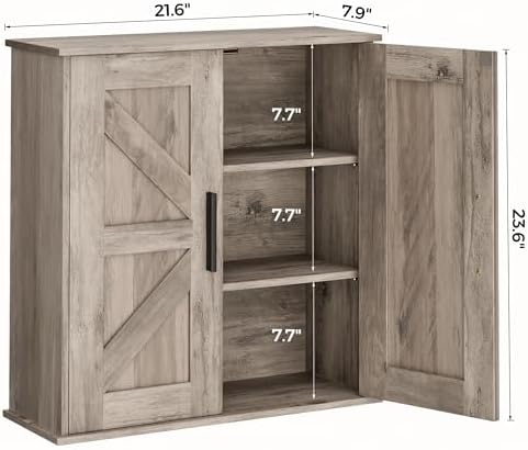 Homleke Bathroom Wall Cabinet, Medicine Cabinet with Adjustable Shelves
