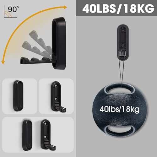 Dntorx Folding Wall Hooks, 6 Pack, Black, Zinc Alloy, Heavy Duty Coat Hooks