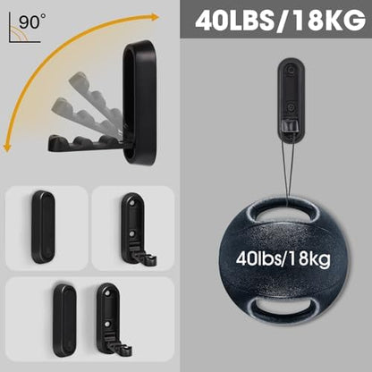 Foldable Wall Hook, Black, 4 Pack, Screw Mounted, Heavy Duty Coat Hooks