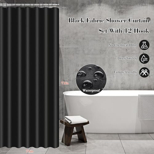 Black Bathroom Accessories Set, 22Pcs Bathroom Sets with Shower Curtain and Rugs, Bathroom Accessories Sets Complete with Trash Can, Non-Slip Bathroom Rugs Super Absorbent