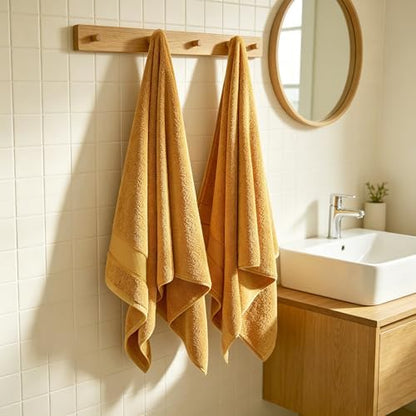 COZYART Bath Towel Set 6 PCS, Luxury Gold 100% Turkish Cotton 650GSM Soft