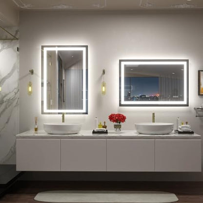 24x36 LED Bathroom Mirror with Backlit and Front Lights