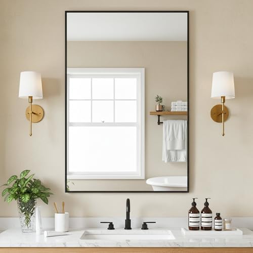 FICTOR Bathroom Vanity Mirror for Over Sink, 24" x 36", Black