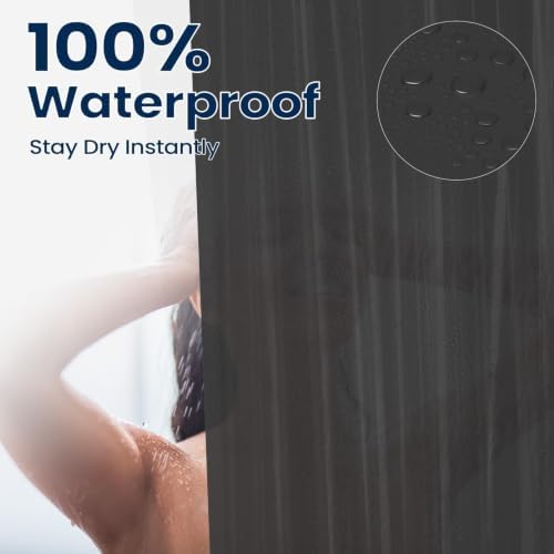 downluxe Shower Curtain Liner, PEVA Plastic Shower Liner with 3 Magnets, 72" x 72" Waterproof Bathroom Curtain, Dark Grey, 1 Pack