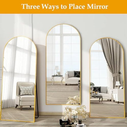 Dewfig Arched Full Length Mirror, 71"x30" Large Floor Mirror, Gold