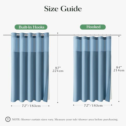 Dynamene Moonlight Blue Hook Free Waffle Shower Curtain & Snap Liner,72x87