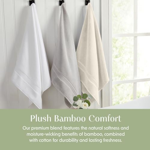 Springtree Home Luxury Bamboo Rayon Plush Bath Towel Set | 4-Pack | Beige
