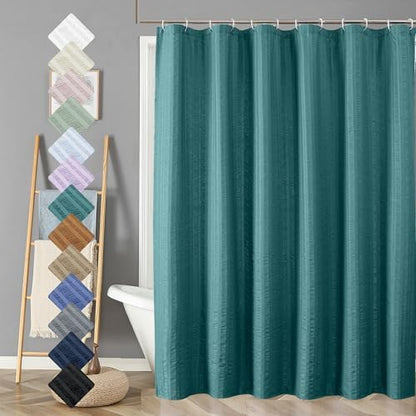 Aiyufeng Turquoise Shower Curtain for Bathroom, Embossed Textured Fabric Shower Curtain for Bathroom - Soft Cloth & Hotel Spa, Machine Washable, 72X78, Turquoise